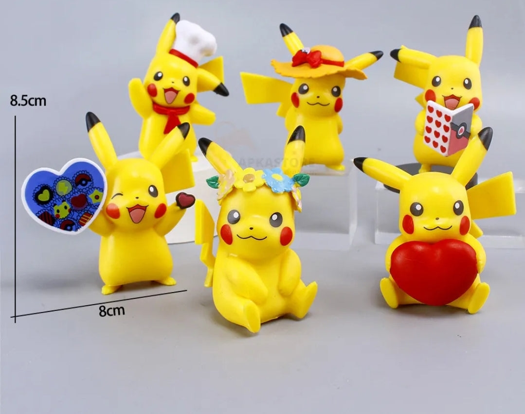 6-Piece Pikachu Collectible Mini Action Figure Set (8.5cm)