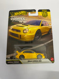 Hot Wheels Premium Car Culture: Thrill Climbers – Subaru Impreza WRX (Yellow) 1:64 Scale Diecast Car (Real Riders)