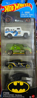 Hot Wheels Batman 5-Pack Diecast Car Set – Includes Batmobile, Gotham City SWAT, Killer Croc & Catwoman (1:64 Scale)