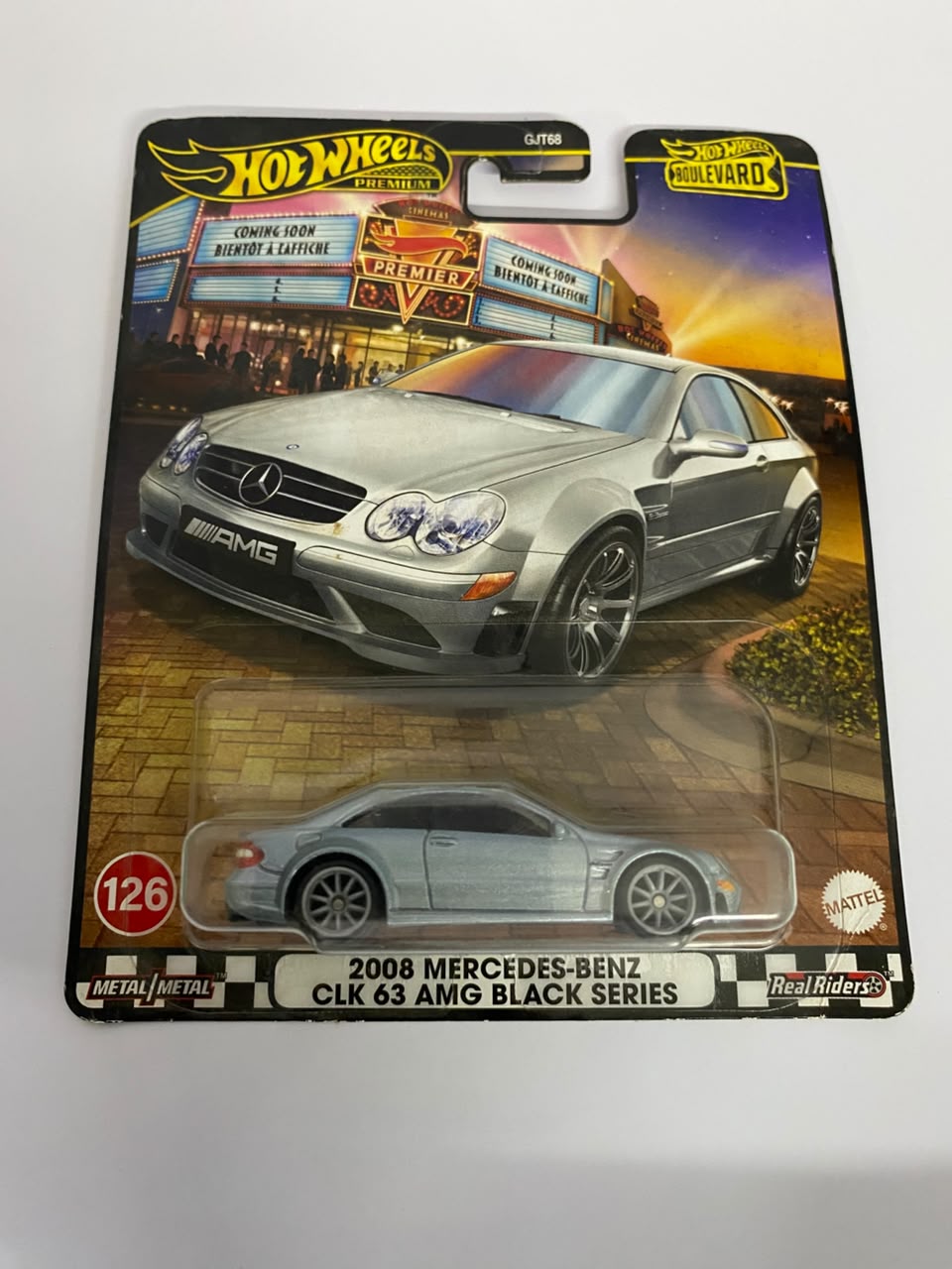 Hot Wheels Premium Boulevard #126: 2008 Mercedes-Benz CLK 63 AMG Black Series – 1:64 Scale Diecast Car (Real Riders)