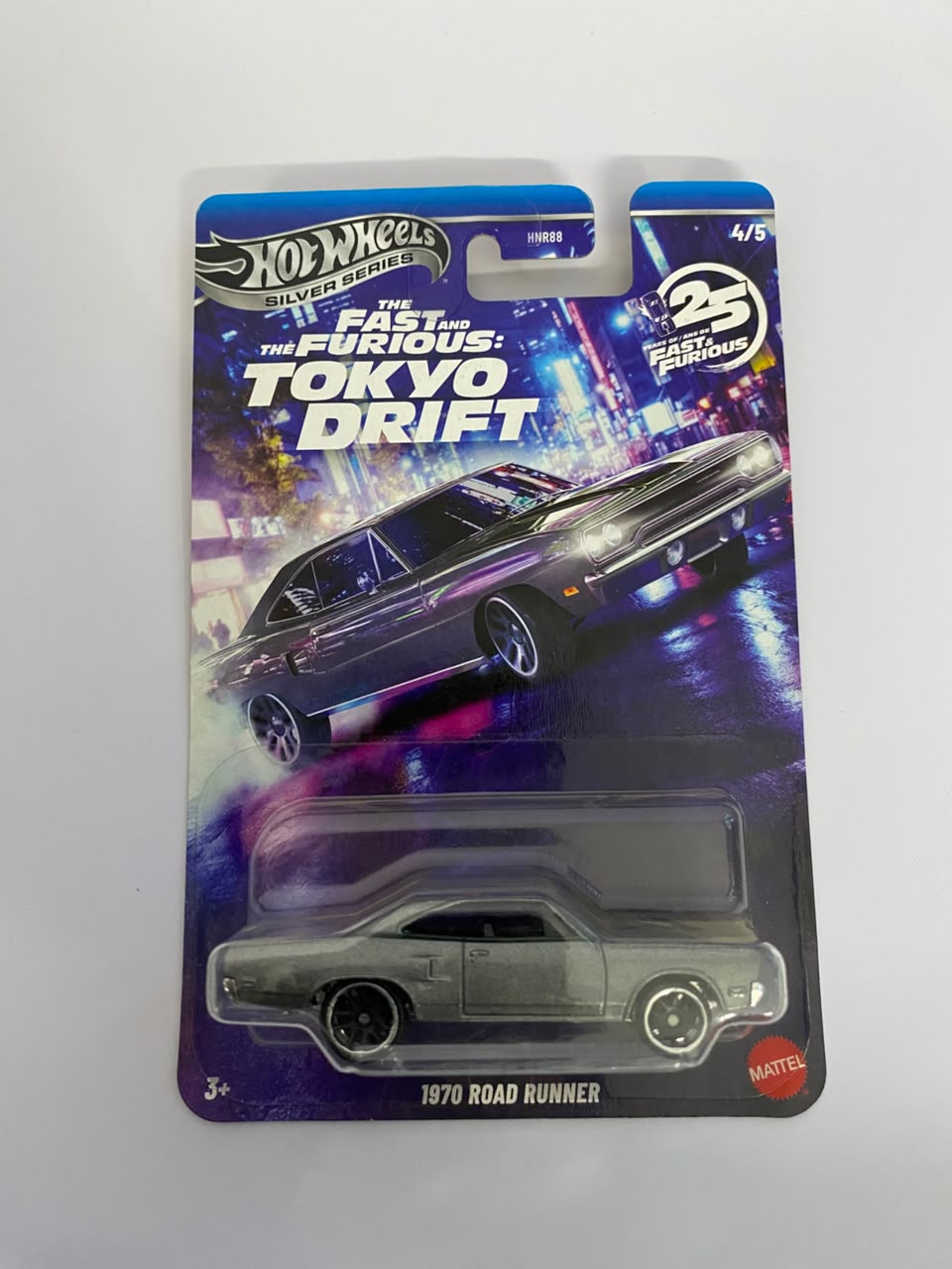 Hot Wheels Silver Series Fast & Furious 25th Anniversary: 1970 Road Runner (Tokyo Drift) – 1:64 Scale Diecast Car
