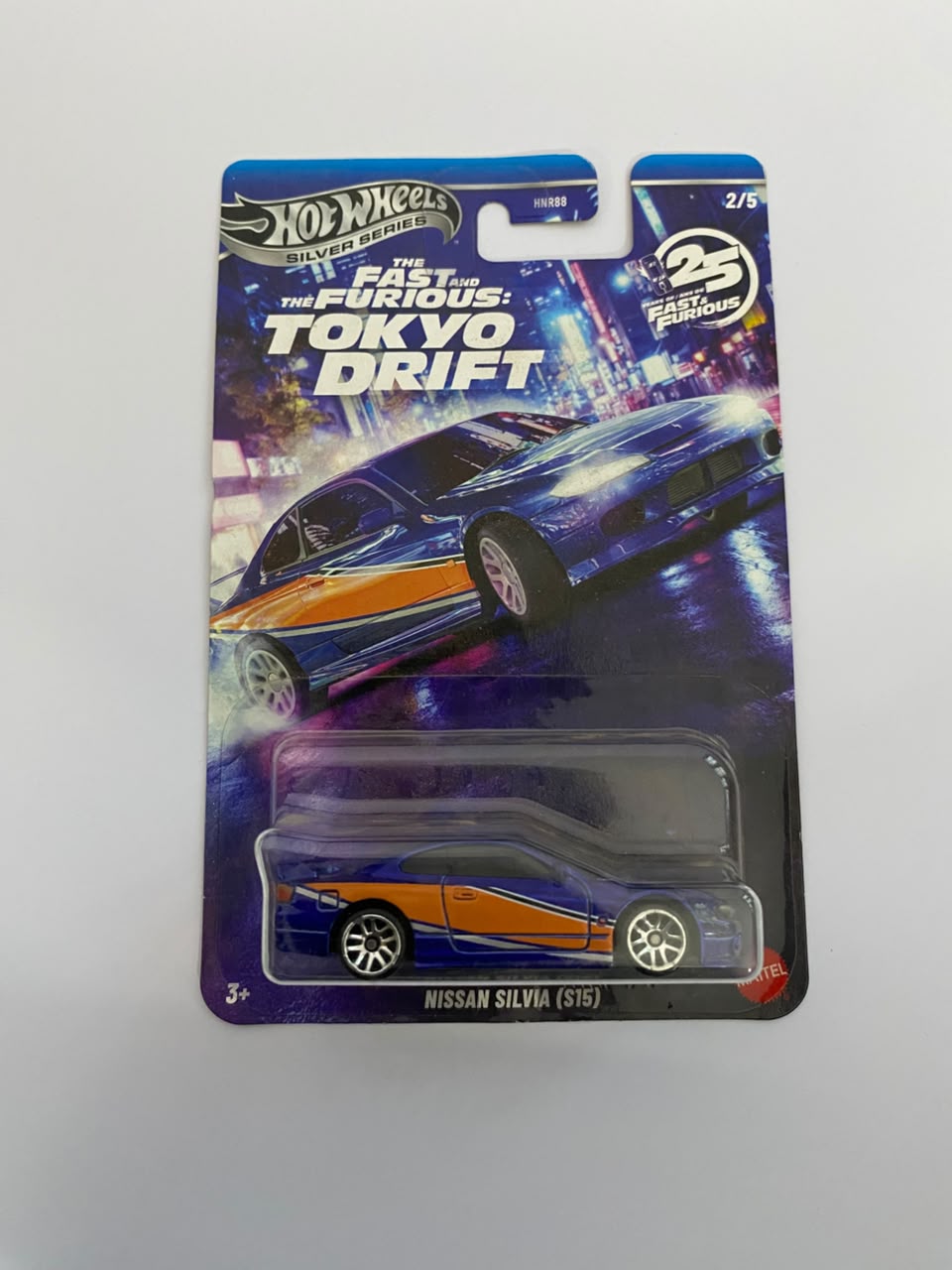 Hot Wheels Silver Series Fast & Furious 25th Anniversary: Nissan Silvia (S15) (Tokyo Drift) – 1:64 Scale Diecast Car