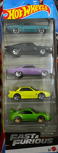 Hot Wheels Fast & Furious 5-Pack Diecast Car Set (2025 Edition) – Includes Dodge Charger, Porsche 911 GT3 RS, Nissan Silvia & More (1:64 Scale)