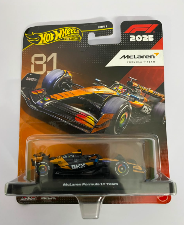 Hot Wheels Premium F1 2025: McLaren Formula 1 Team (#81) – 1:64 Scale Diecast Racing Car (Real Riders)