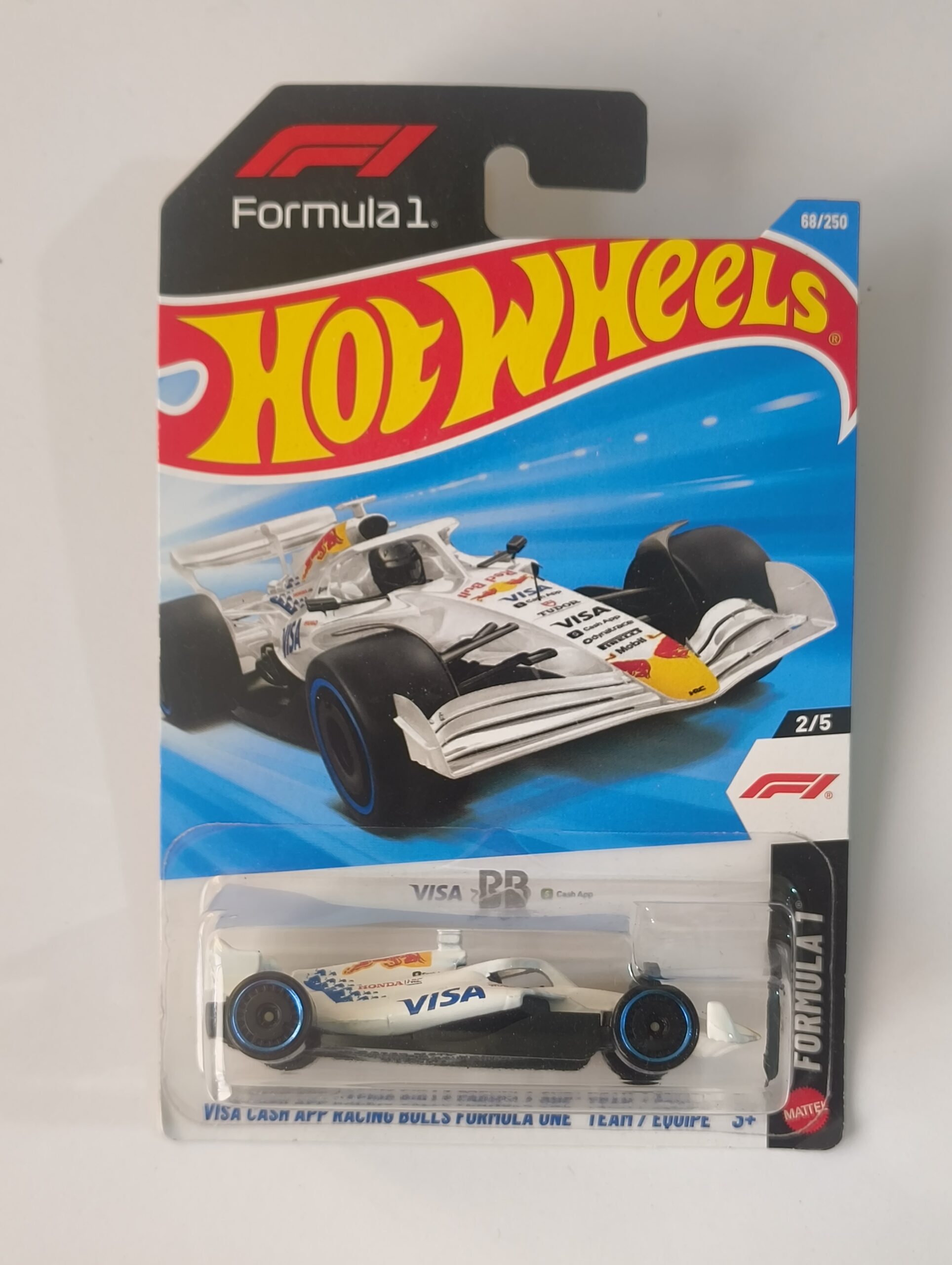 Hot Wheels Visa Cash App Racing Bulls Formula One Team 1:64 die-cast car on card