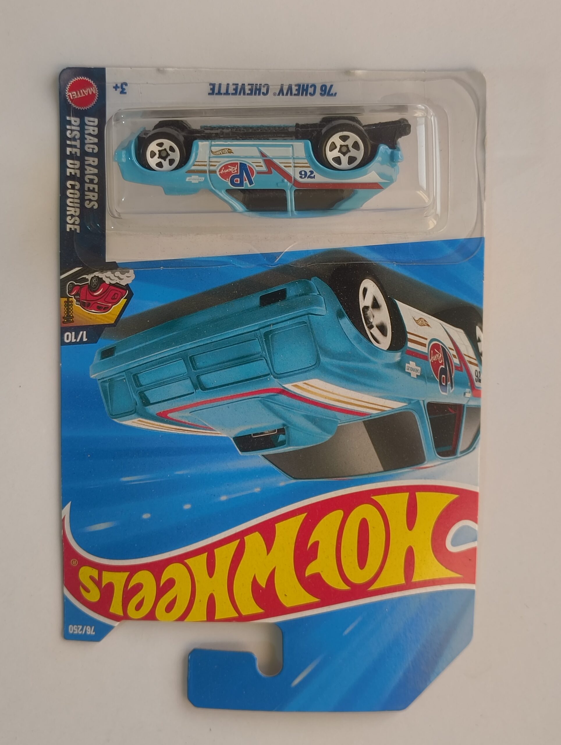 Hot Wheels 76 Chevy Chevette die cast front angle view 1976 Chevy Chevette Hot Wheels side profile 76 Chevy Chevette miniature close up details Hot Wheels Chevette in original packaging Vintage 76 Chevy Chevette collectible die cast model