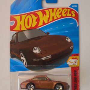 Hot Wheels 96 Porsche Carrera die cast front angle view Porsche Carrera 1996 Hot Wheels side profile 96 Porsche Carrera miniature rear engine design Hot Wheels Porsche Carrera in original packaging Classic 96 Porsche Carrera collectible die cast model