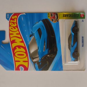 Hot Wheels McLaren W1 die cast front angle view McLaren W1 Hot Wheels side profile McLaren W1 miniature rear aerodynamic detail Hot Wheels McLaren W1 in original packaging Modern McLaren W1 hypercar collectible model